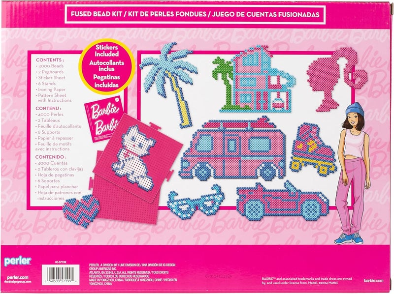 Perler 80-57199 Mattel Barbie Fused Bead Deluxe Activity Kit, 9 Unique Patterns, Multicolor, 4011 Pieces - Image 2